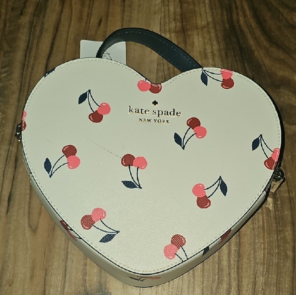 kate spade Cream Heart Cherry Print Shoulder Bag